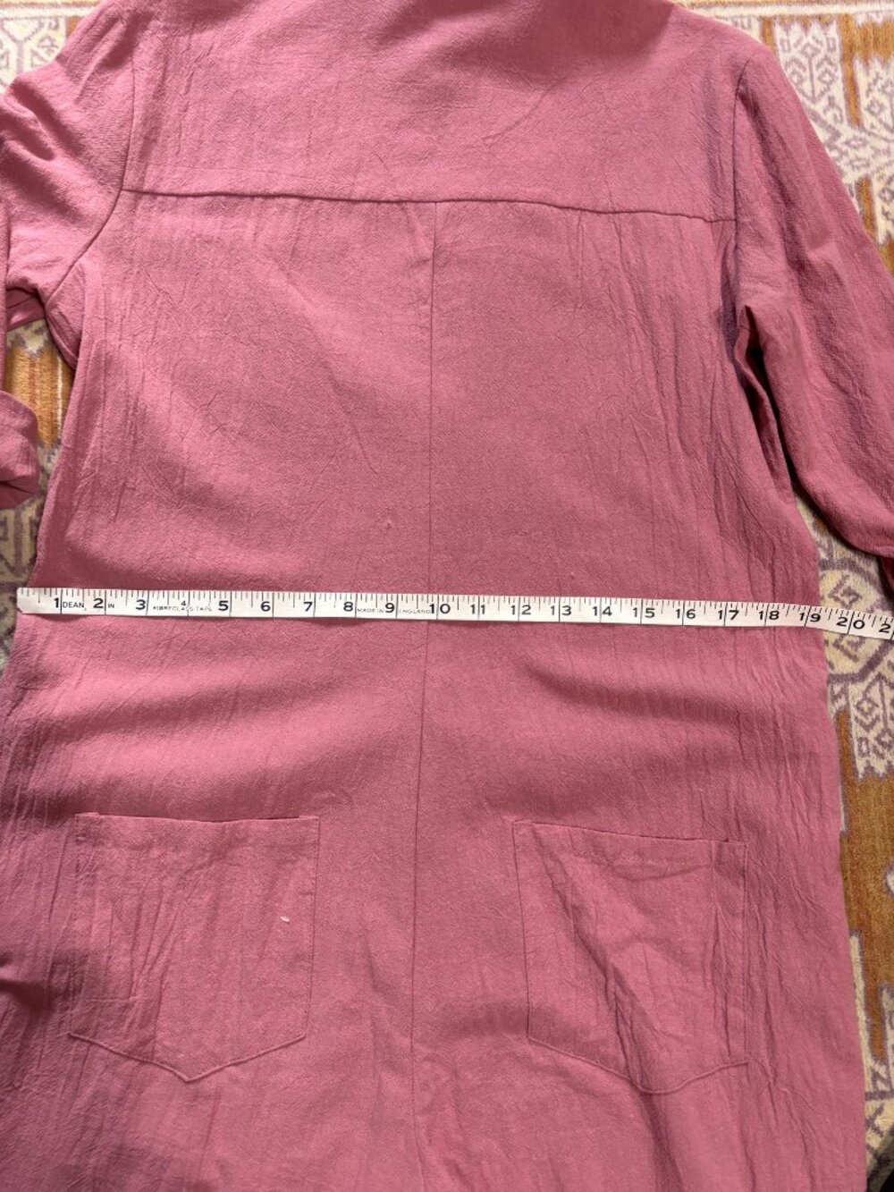 Dusty Rose Linen Jumpsuit • Button Front • Long Sleeve • Utility Style - Picture 7 of 10